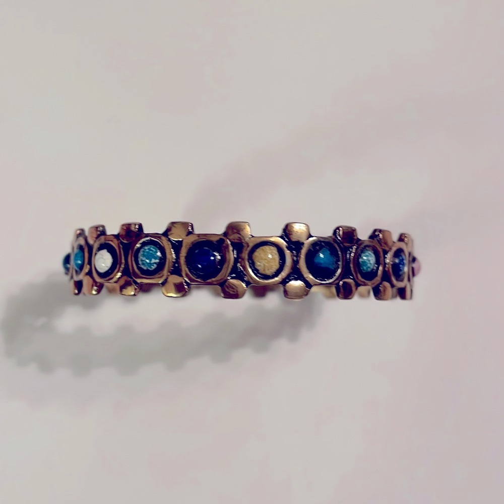 Brass and enameled multi colored BOHO Bracelet. EUC